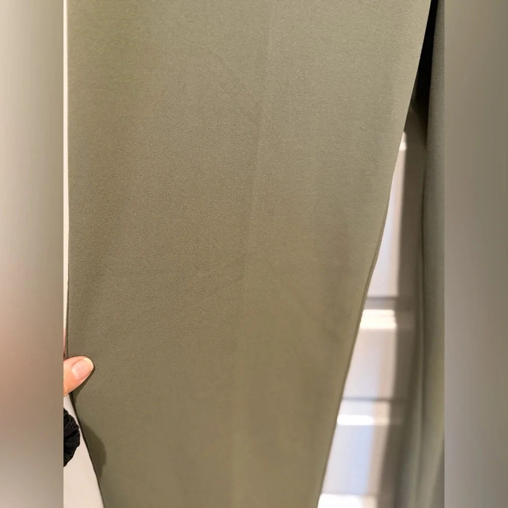 NWT Olive Green Wide Leg Pants Pull On High Rise Casual Lounge S/petite - Picture 6 of 10